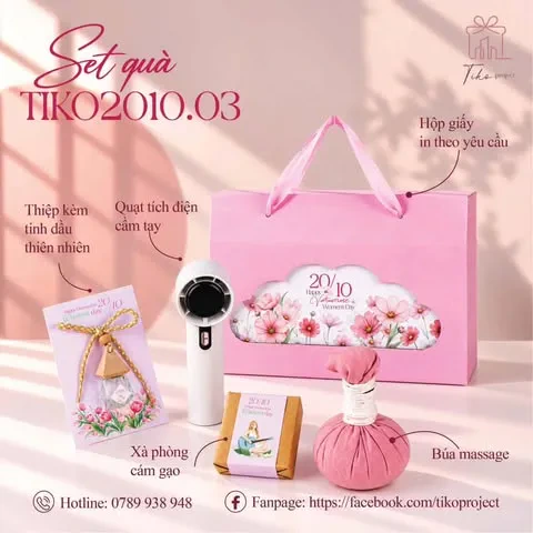 Quà tặng 20/10 cho nhân viên nữ: 5 set quà gần gũi, ý nghĩa - set qua 20 10 quat cam tay tinh dau
