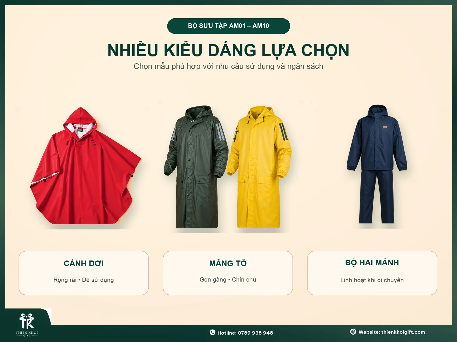 Nhiều kiểu dáng lựa chọn