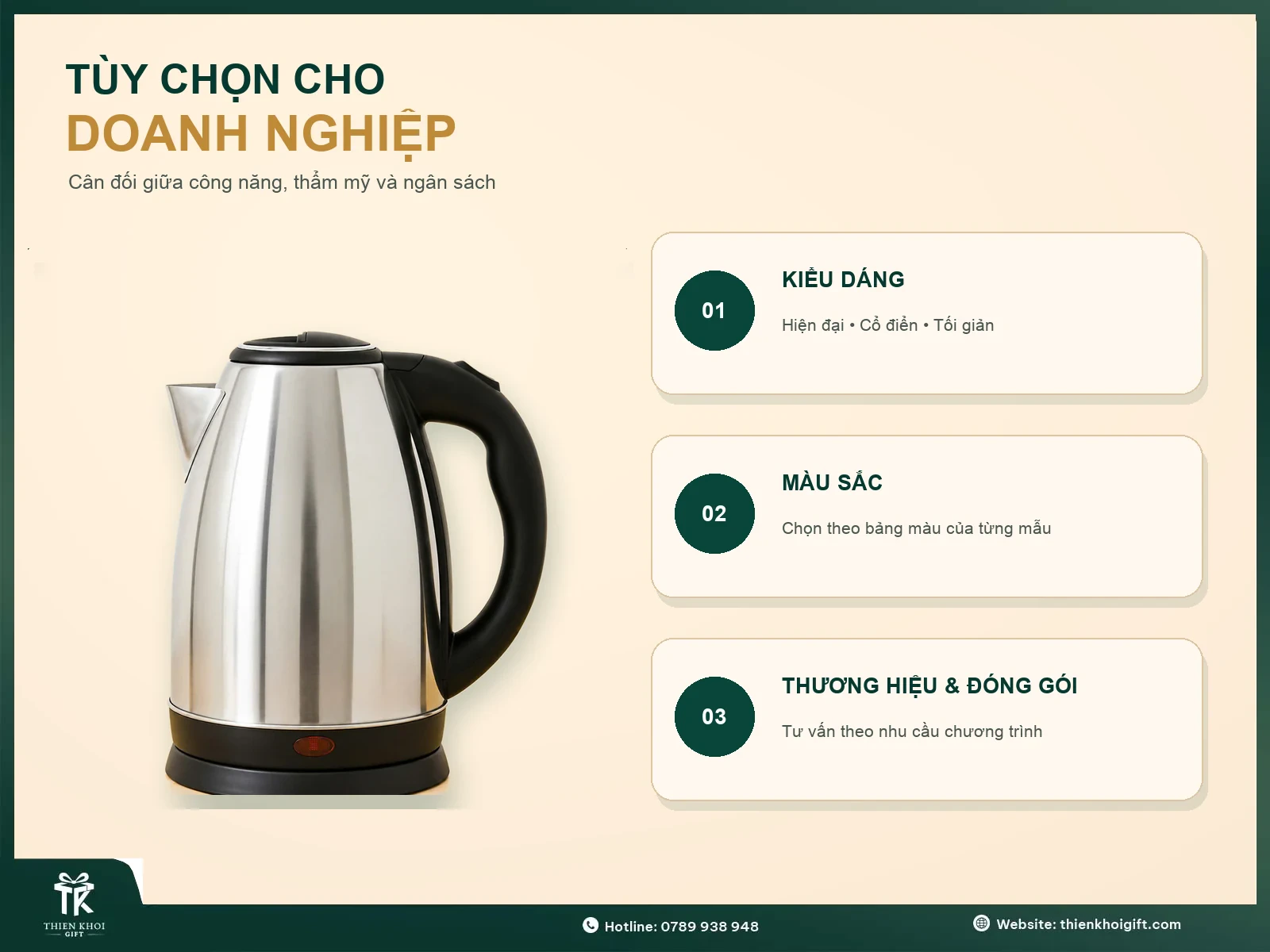 Bình Đun Siêu Tốc In Logo - Tùy chọn cho doanh nghiệp