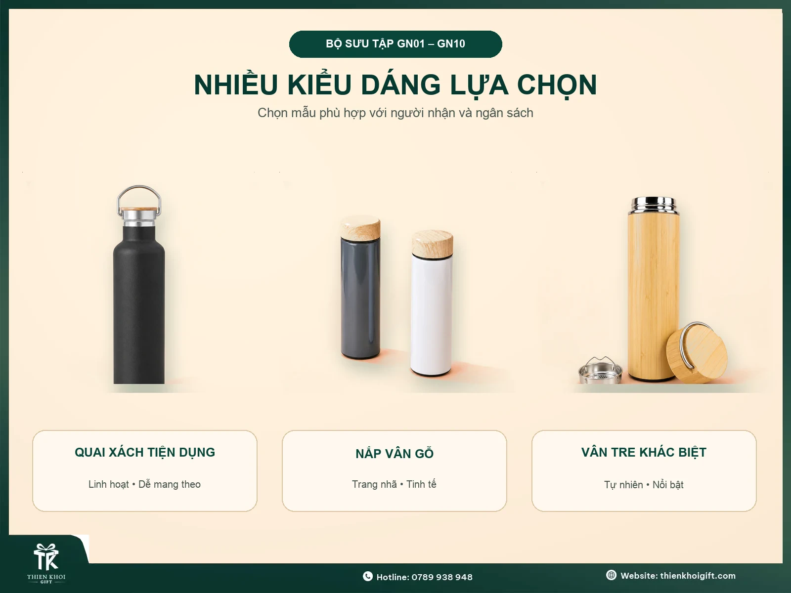 Các kiểu dáng bình giữ nhiệt quà tặng doanh nghiệp