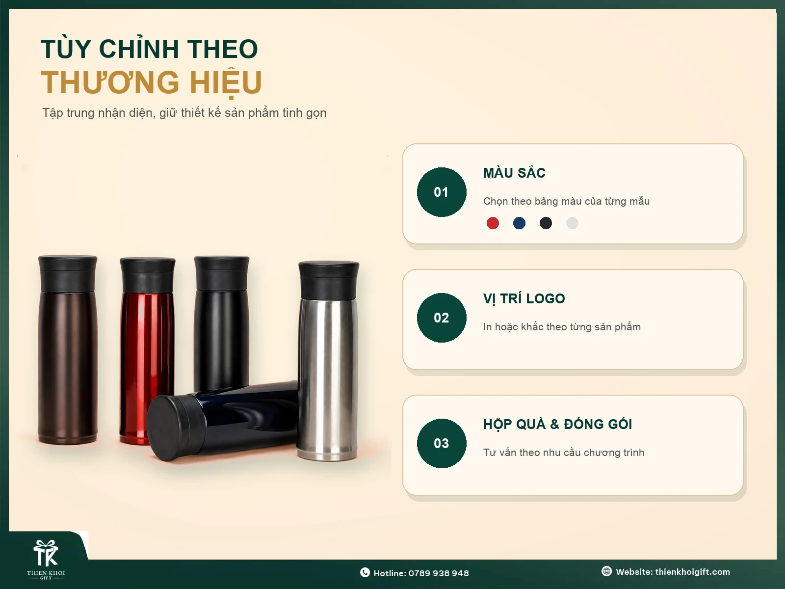 Bình giữ nhiệt in logo tùy chỉnh theo thương hiệu doanh nghiệp