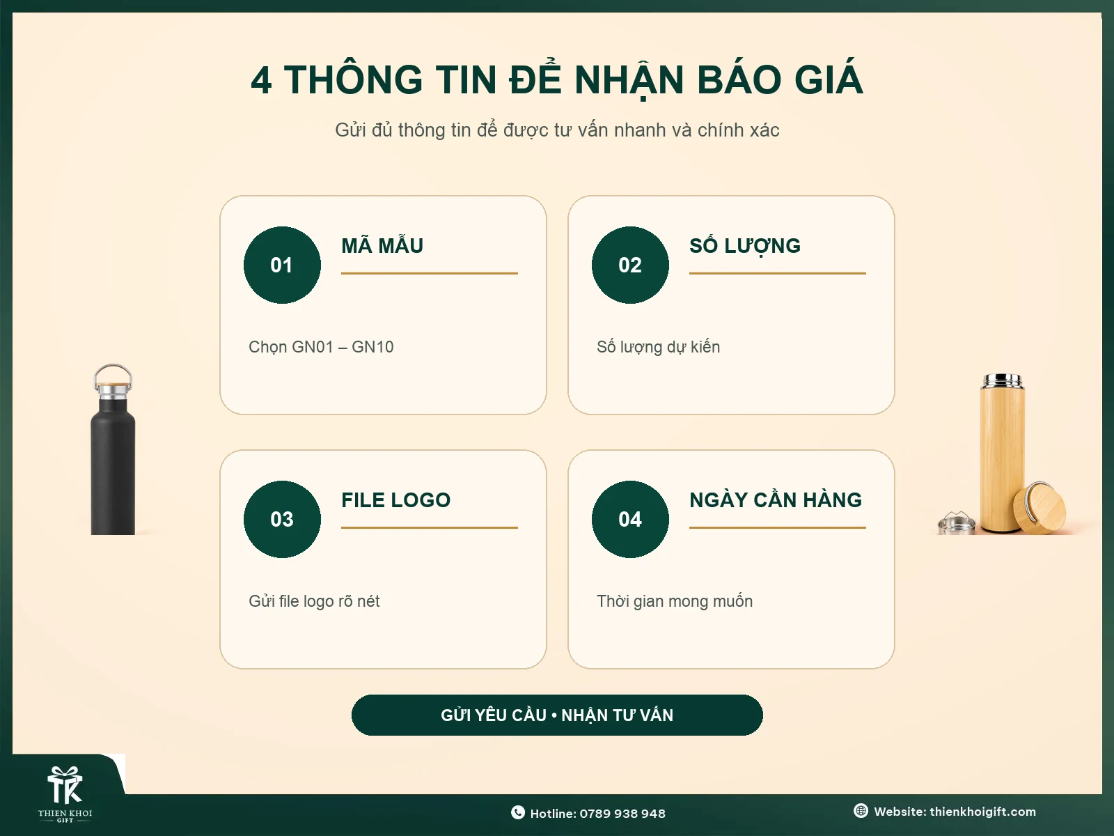 Thông tin nhận báo giá bình giữ nhiệt quà tặng