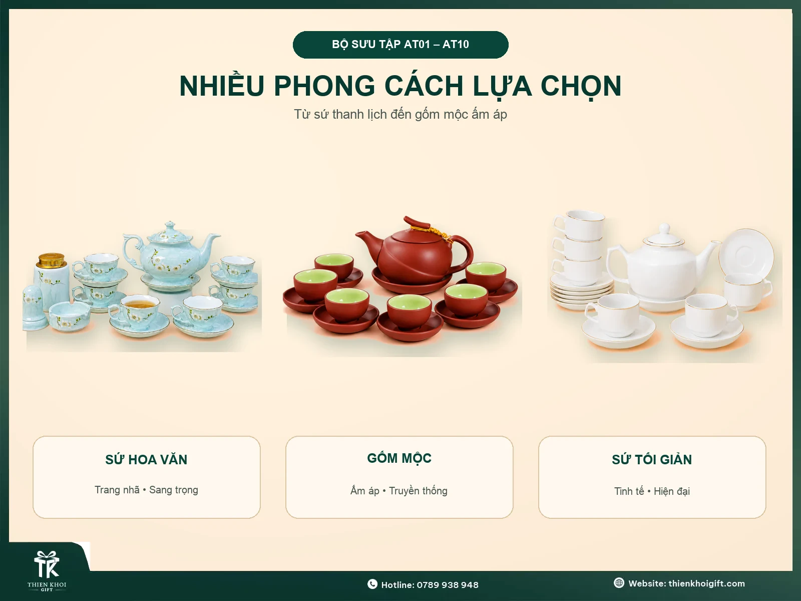 Các phong cách bộ ấm trà quà tặng doanh nghiệp