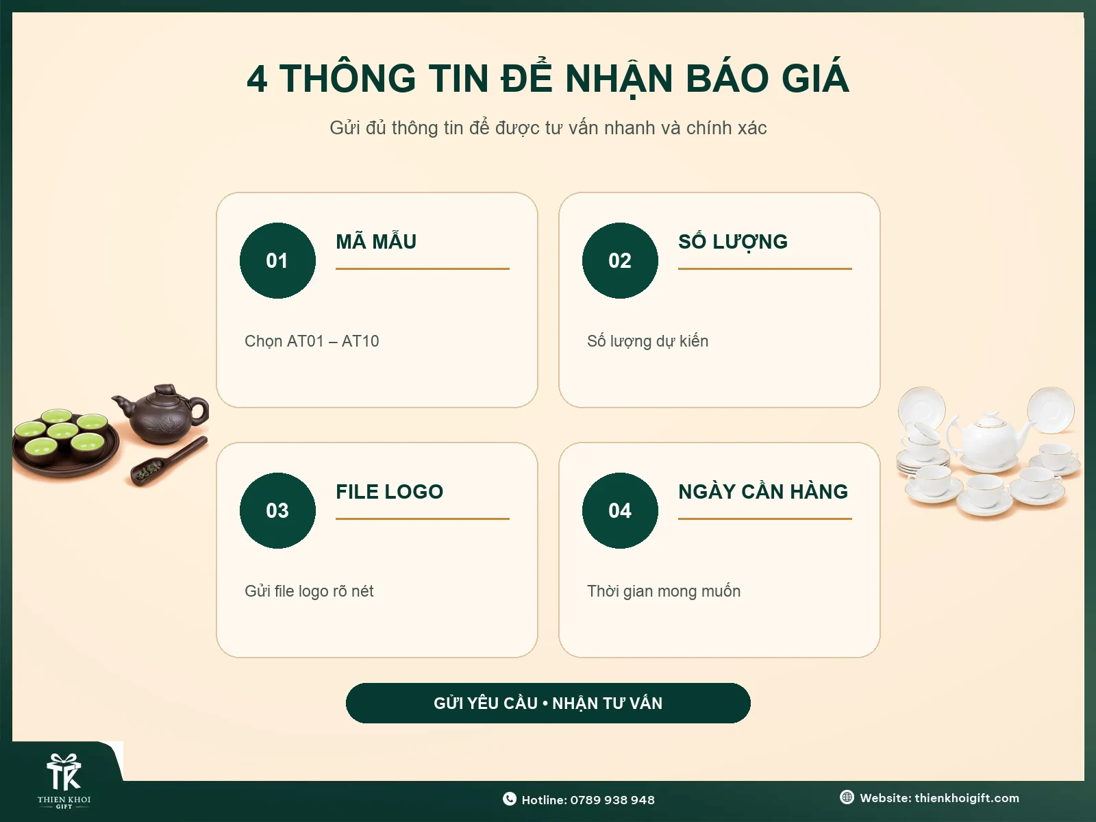 Thông tin nhận báo giá bộ ấm trà quà tặng