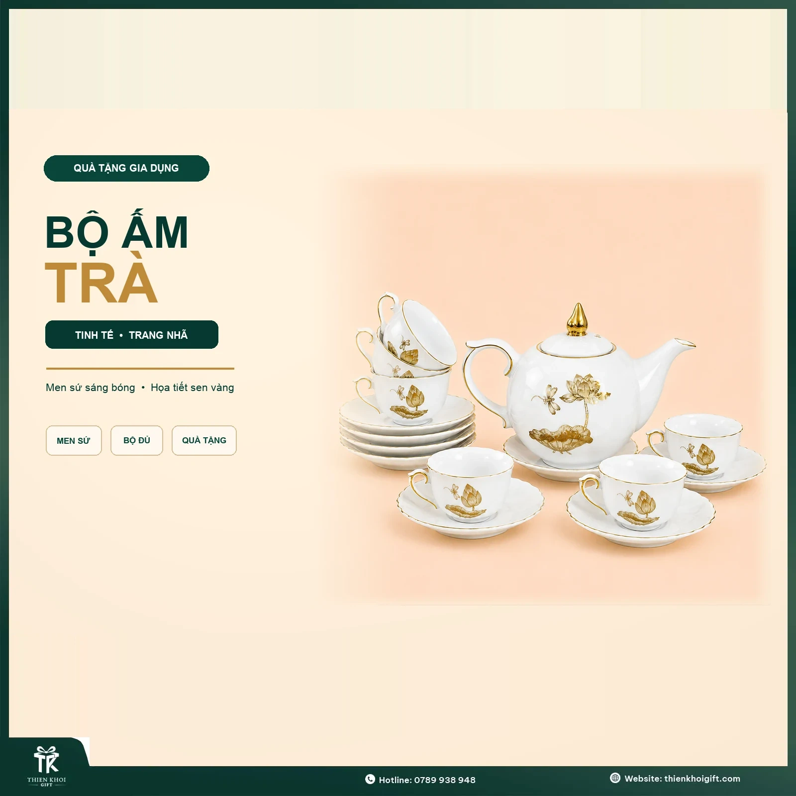 Bộ ấm trà in logo theo yêu cầu