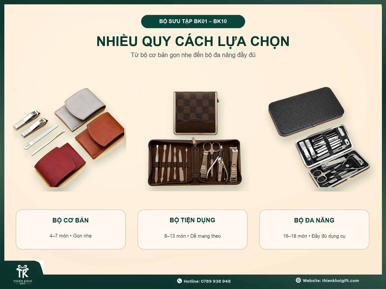Các mẫu bộ kiềm chăm sóc cá nhân cơ bản tiện dụng và đa năng