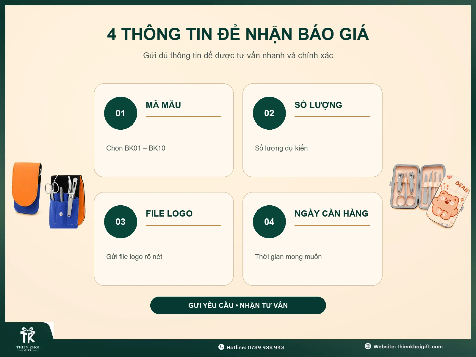 Thông tin nhận báo giá bộ kiềm quà tặng