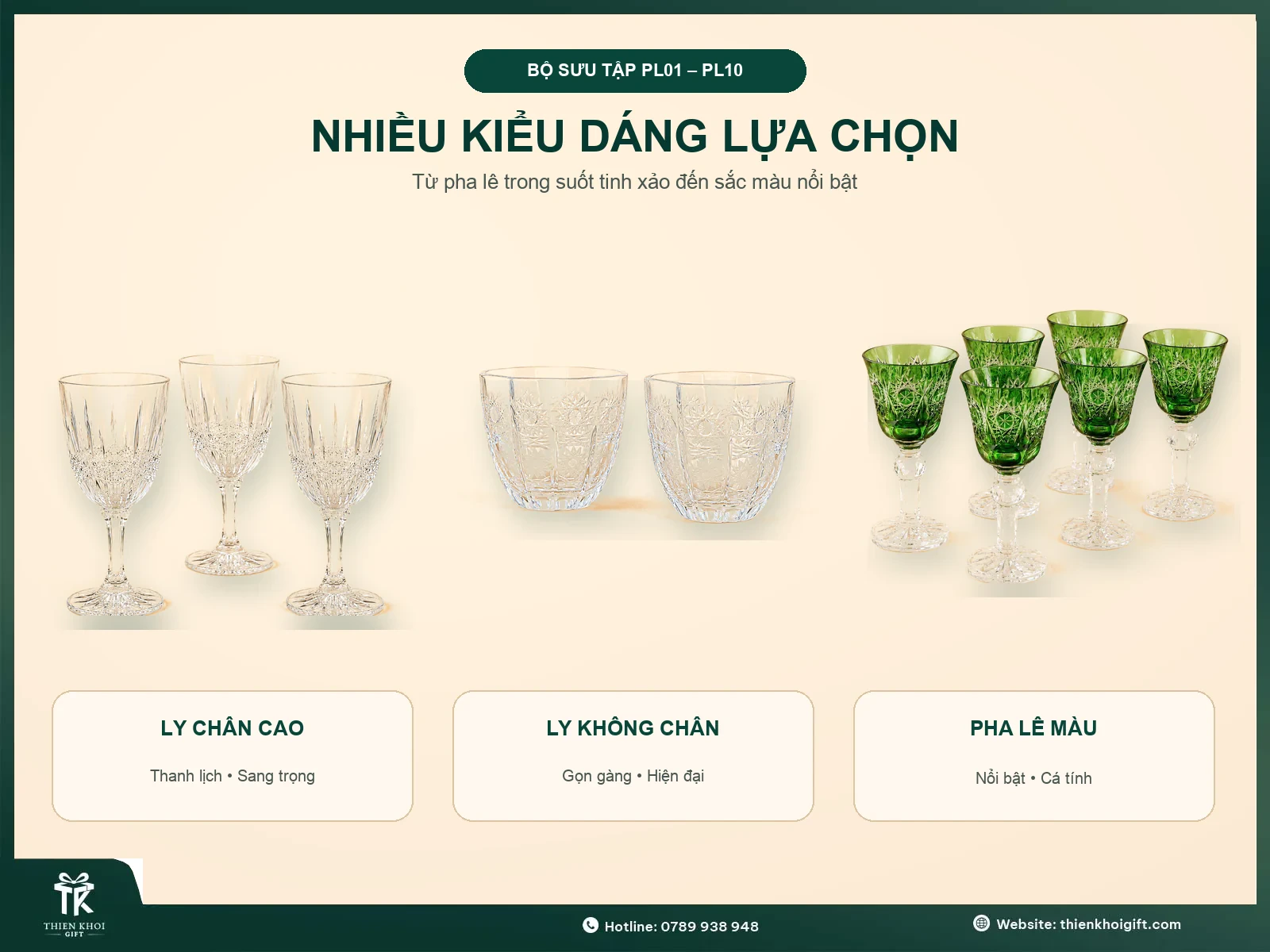 Các kiểu dáng bộ ly pha lê cao cấp quà tặng doanh nghiệp