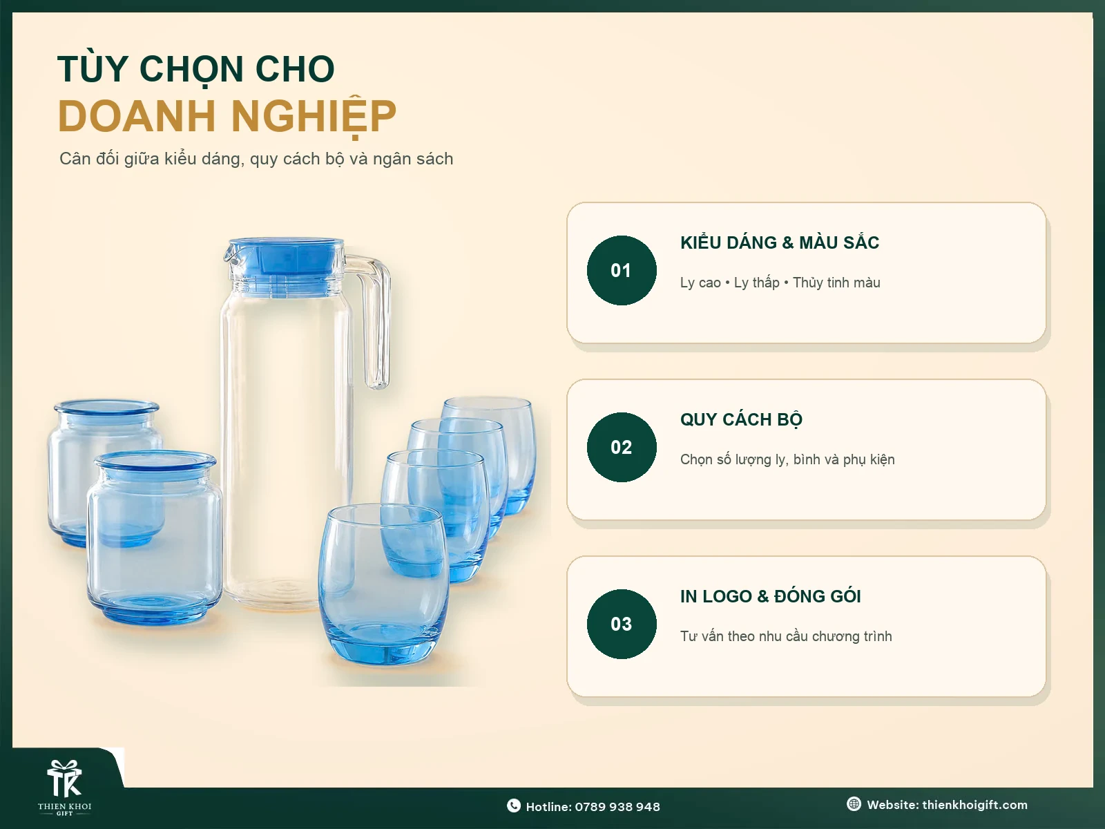 Tùy chọn bộ ly thủy tinh cho doanh nghiệp