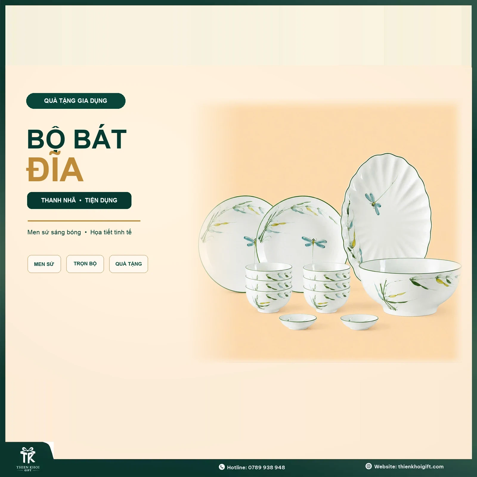 Bộ Bát Đĩa Sứ Cao Cấp