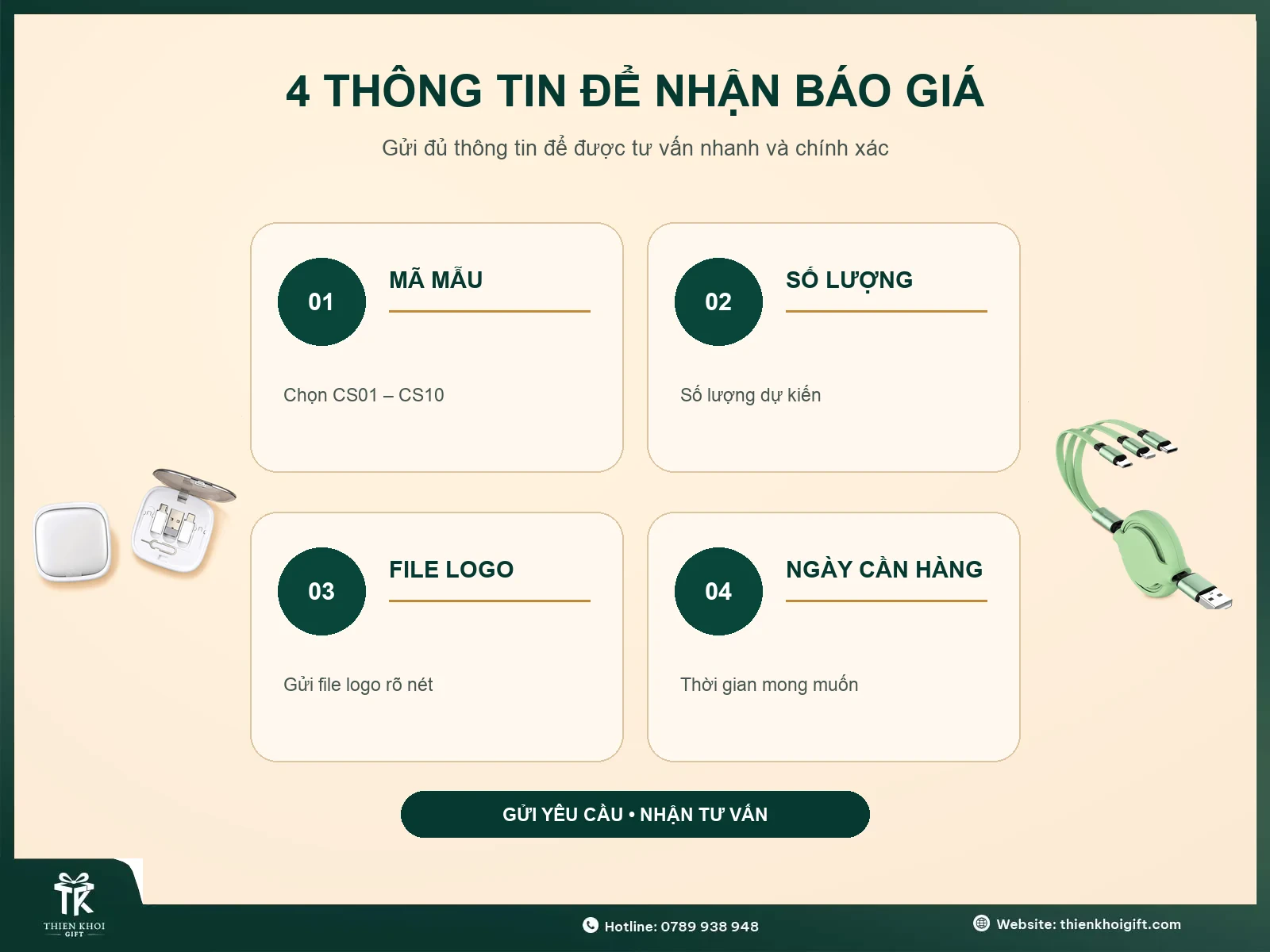 Thông tin nhận báo giá cáp sạc đa năng