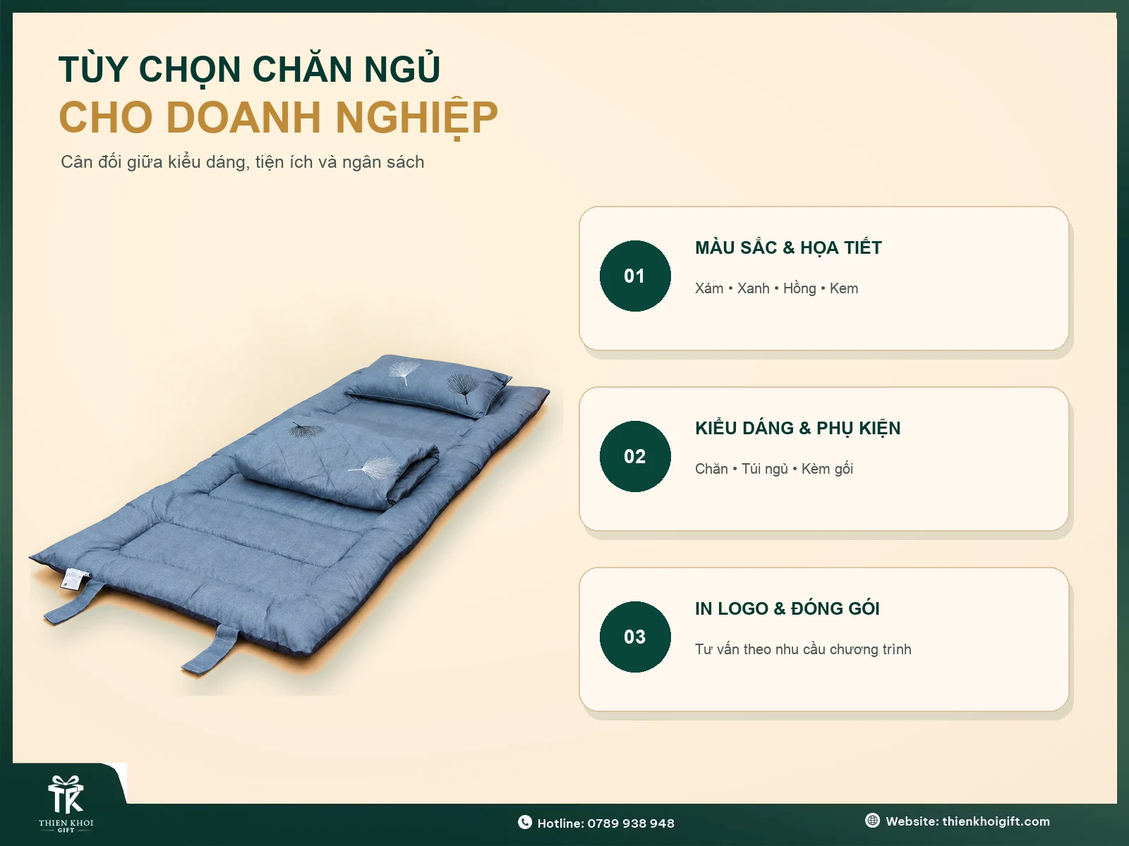 Chăn ngủ văn phòng kèm gối cùng các tùy chọn màu sắc, họa tiết, kiểu dáng