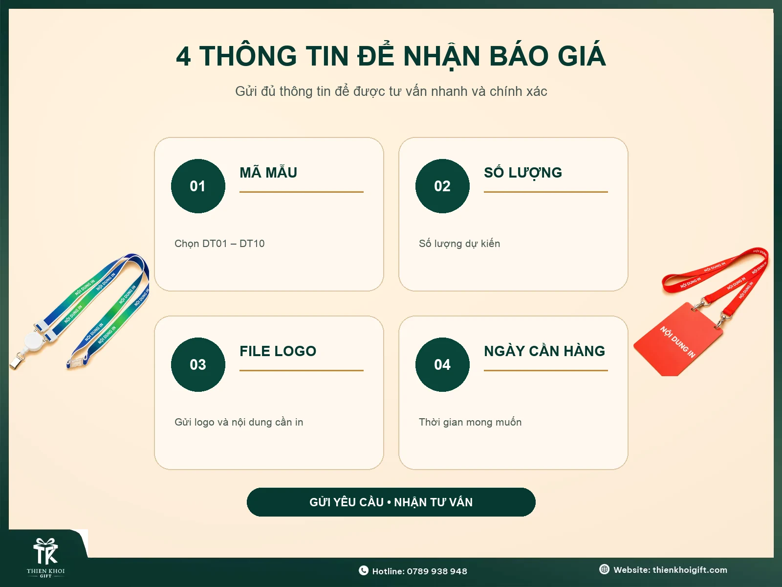 Hướng dẫn bốn thông tin nhận báo giá dây đeo thẻ
