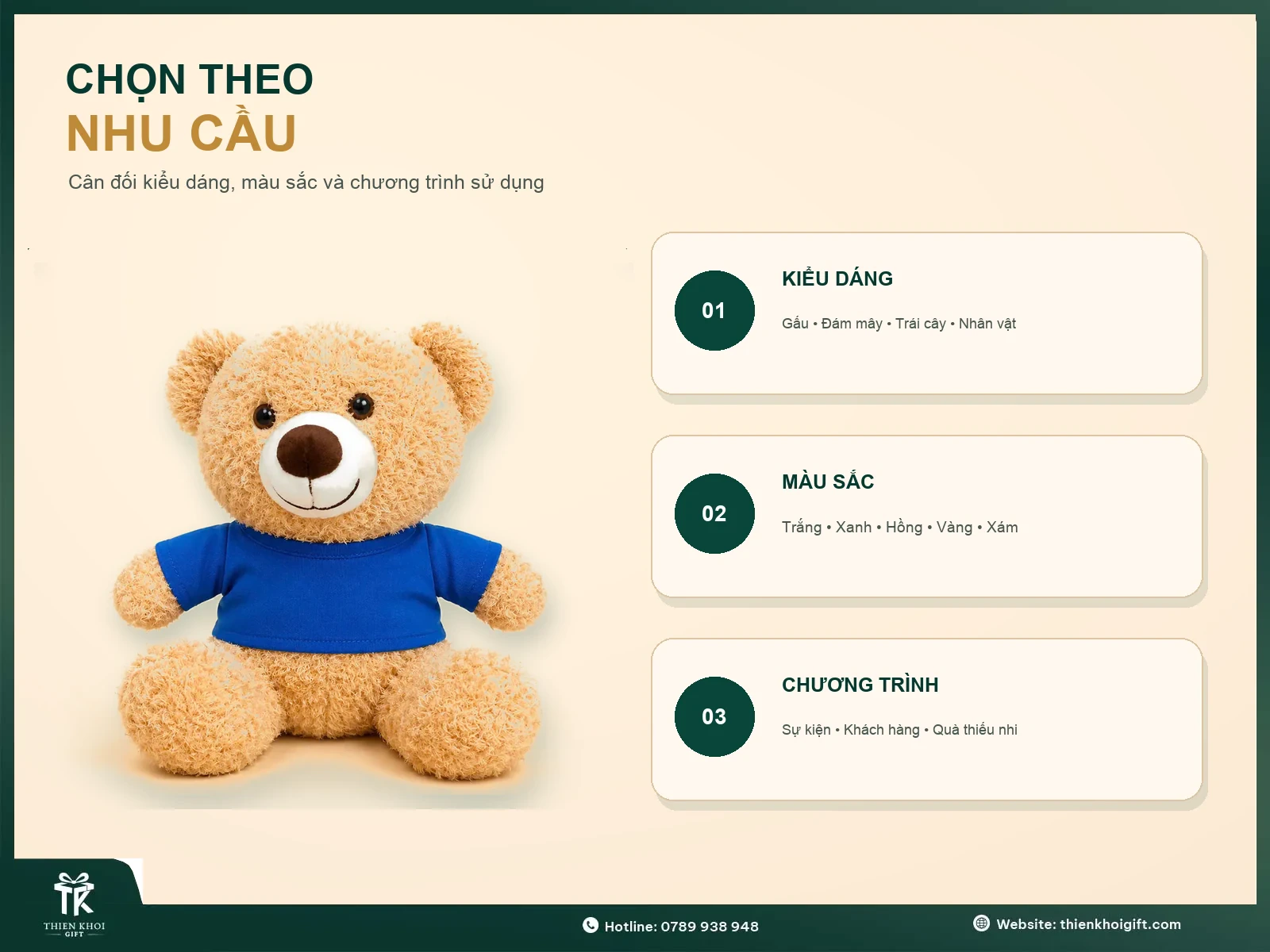 Gấu Bông In/Thêu logo - chon gau bong theo nhu cau