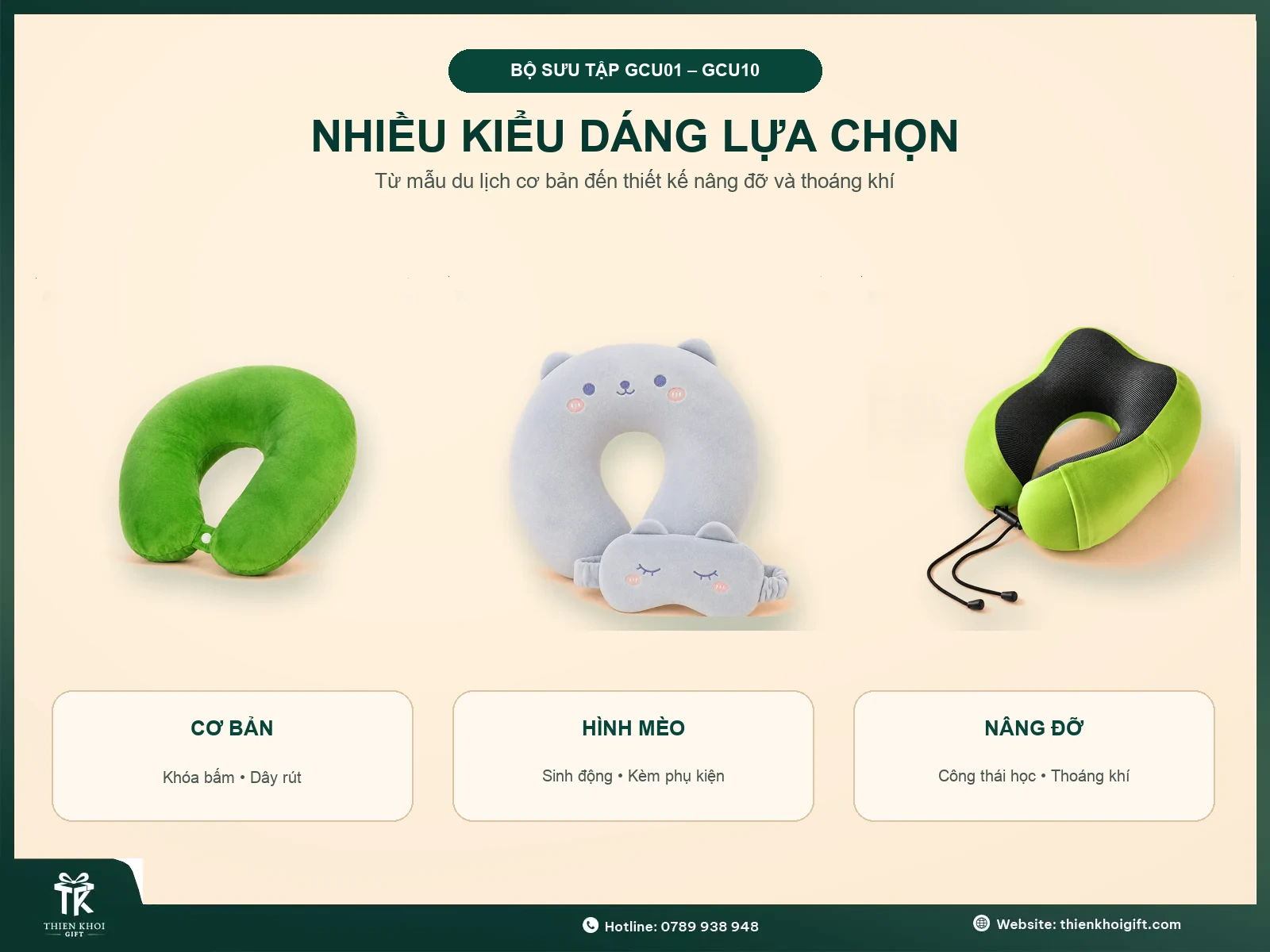 Gối Chữ U in logo - nhieu kieu dang goi chu u du lich