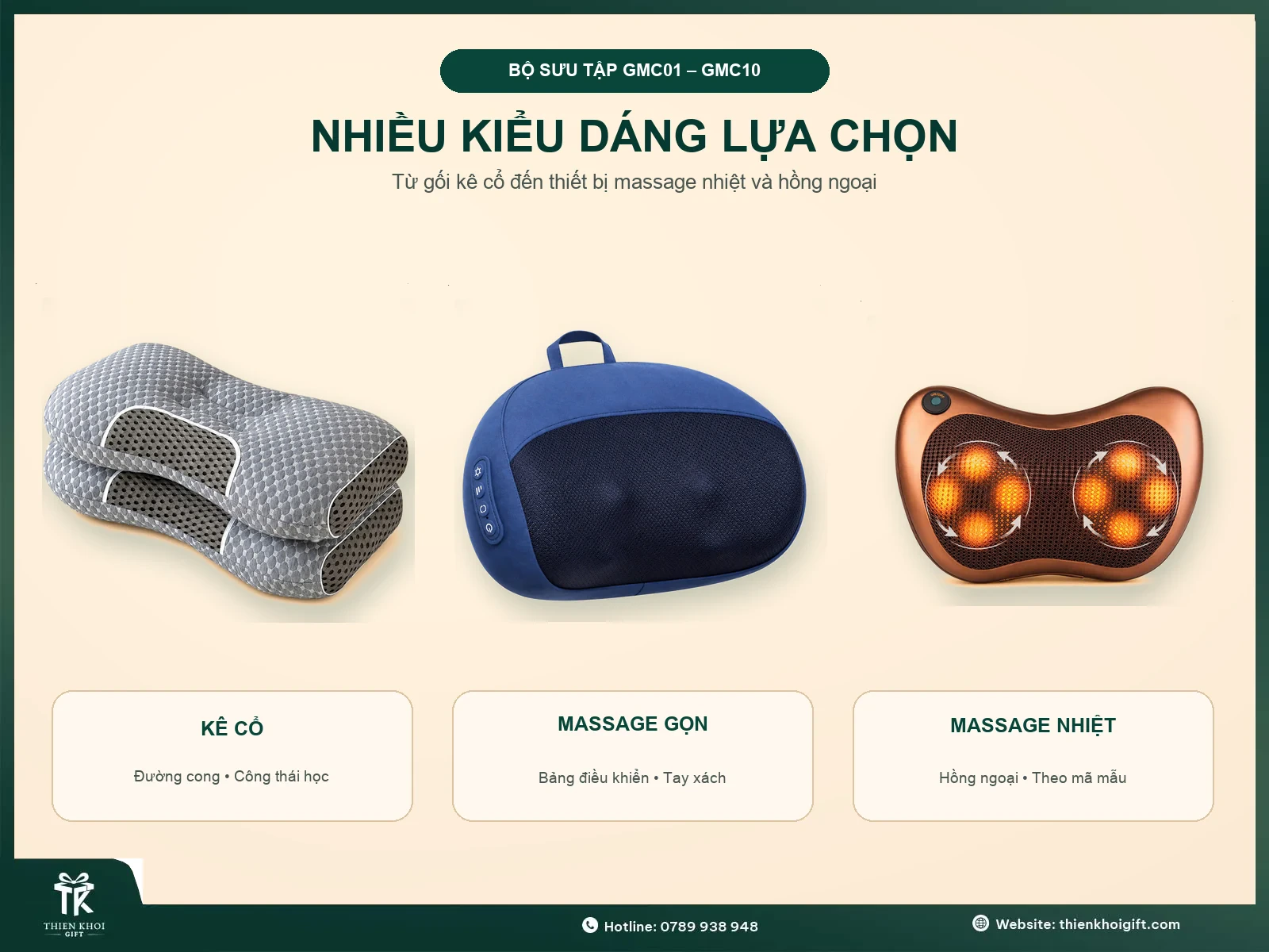 Gối Giảm Đau Cổ Vai Gáy - nhieu kieu dang goi massage co vai gay