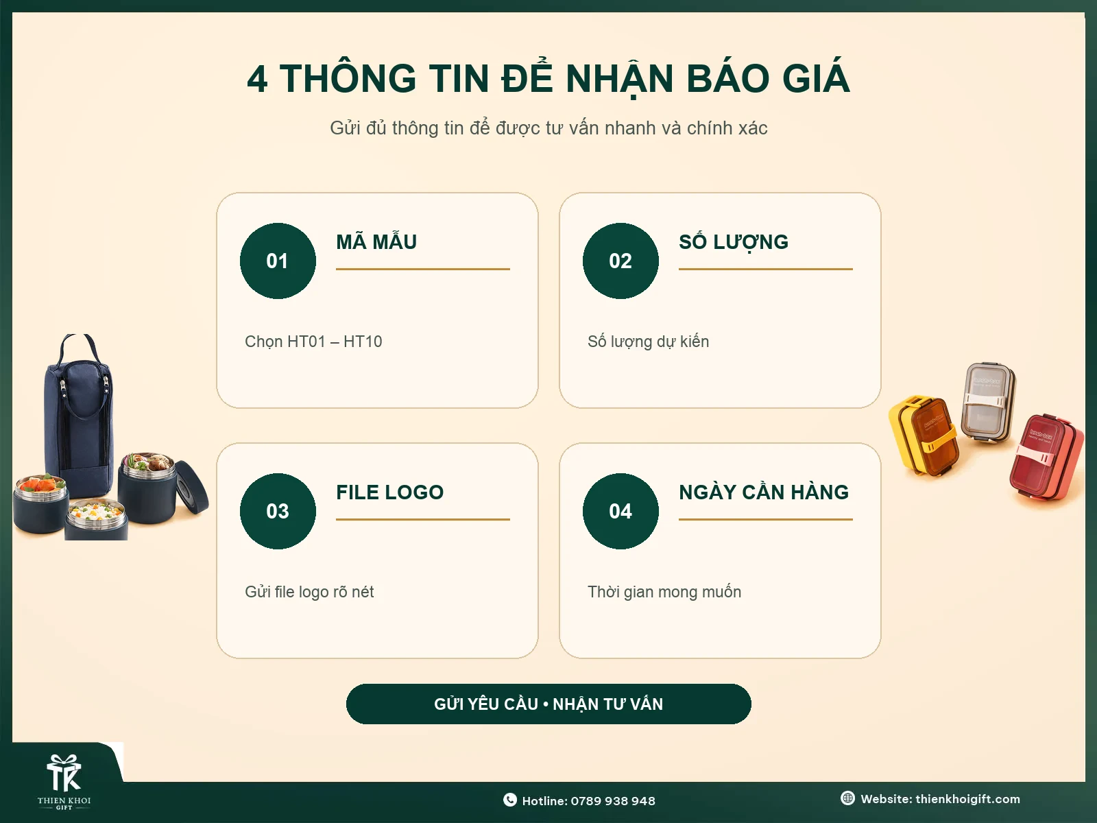 Thông tin nhận báo giá hộp đựng thức ăn quà tặng
