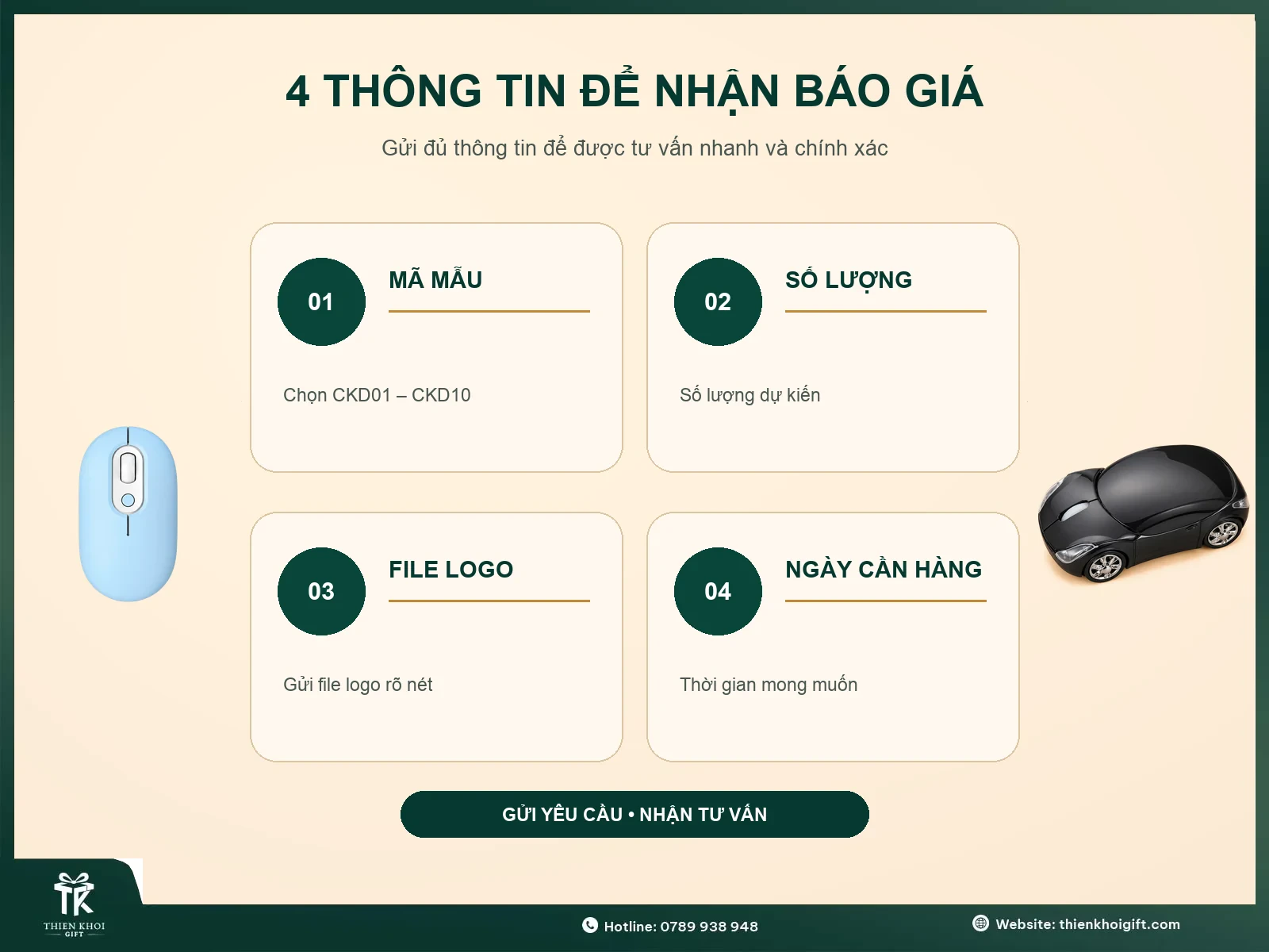 Thông tin nhận báo giá chuột không dây