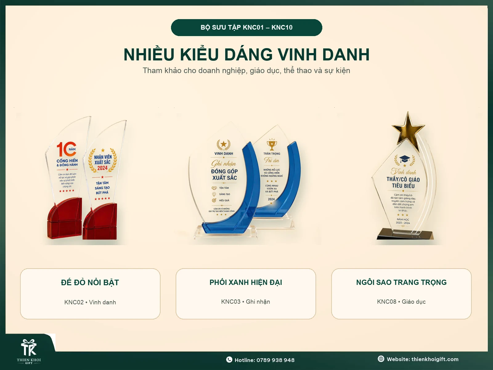 Kỷ niệm chương theo yêu cầu - nhieu kieu dang ky niem chuong pha le