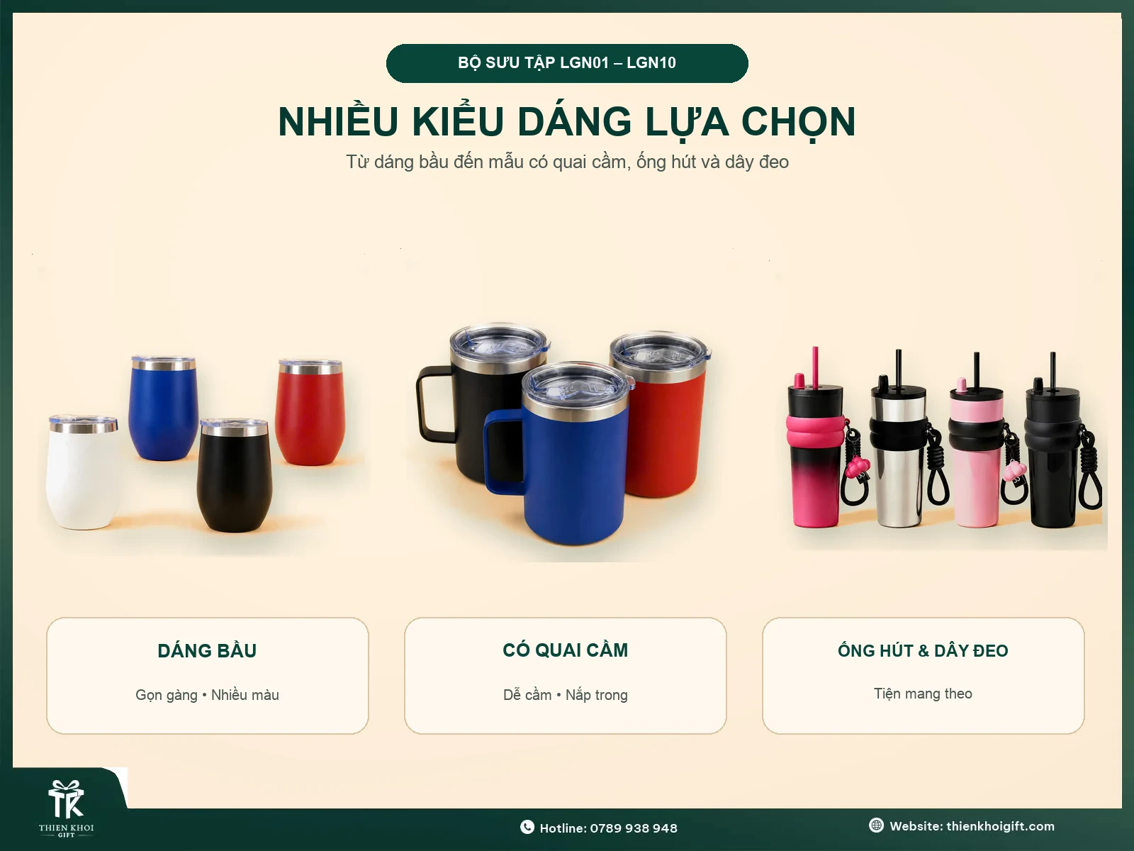 Ly Giữ Nhiệt In Logo - nhieu kieu dang ly giu nhiet