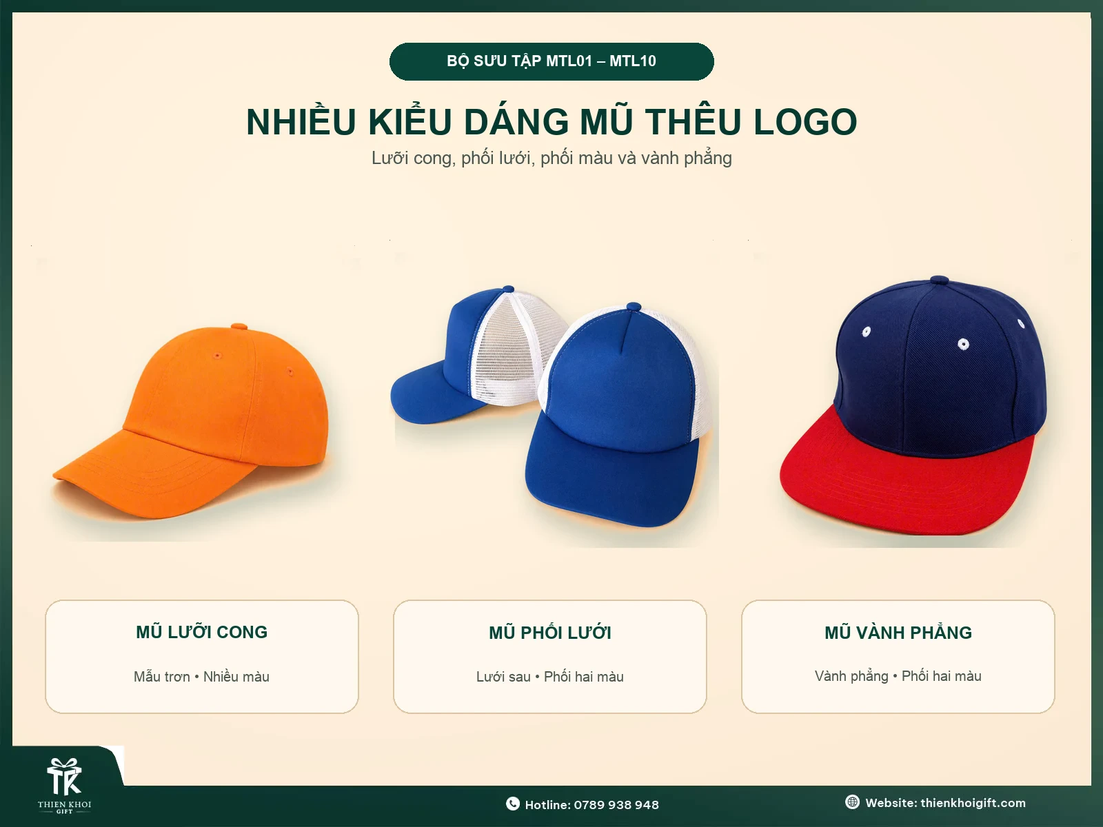 Mũ Thêu Logo - nhieu kieu dang mu theu logo