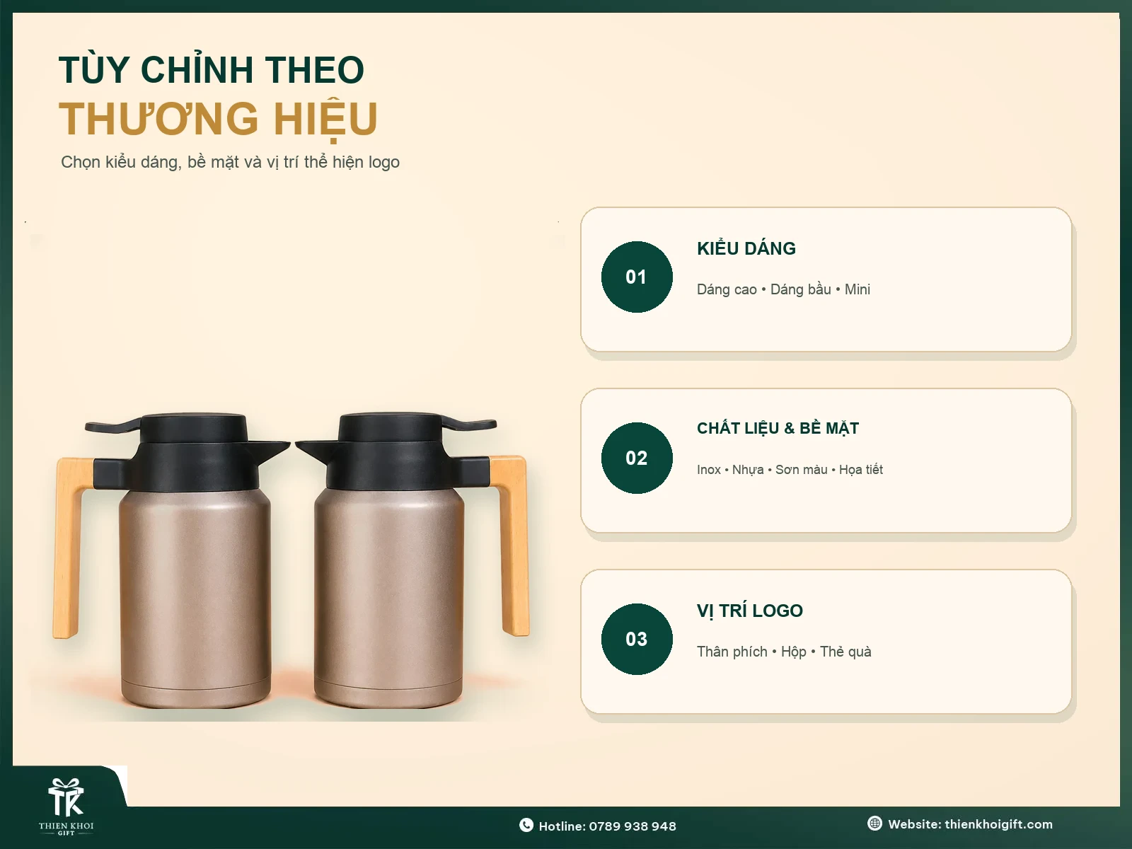 Phích Nước Giữ Nhiệt - tuy chinh phich nuoc theo thuong hieu