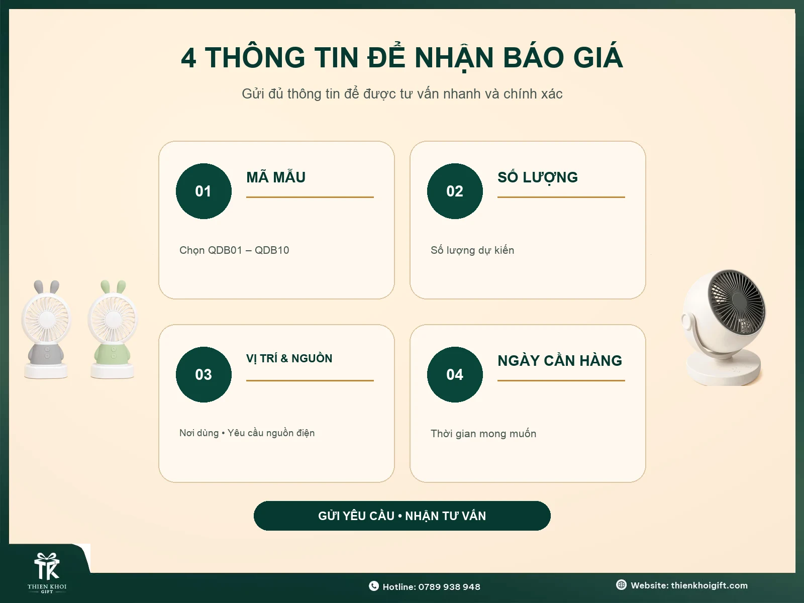 Quạt Mini Để Bàn - thong tin nhan bao gia quat de ban