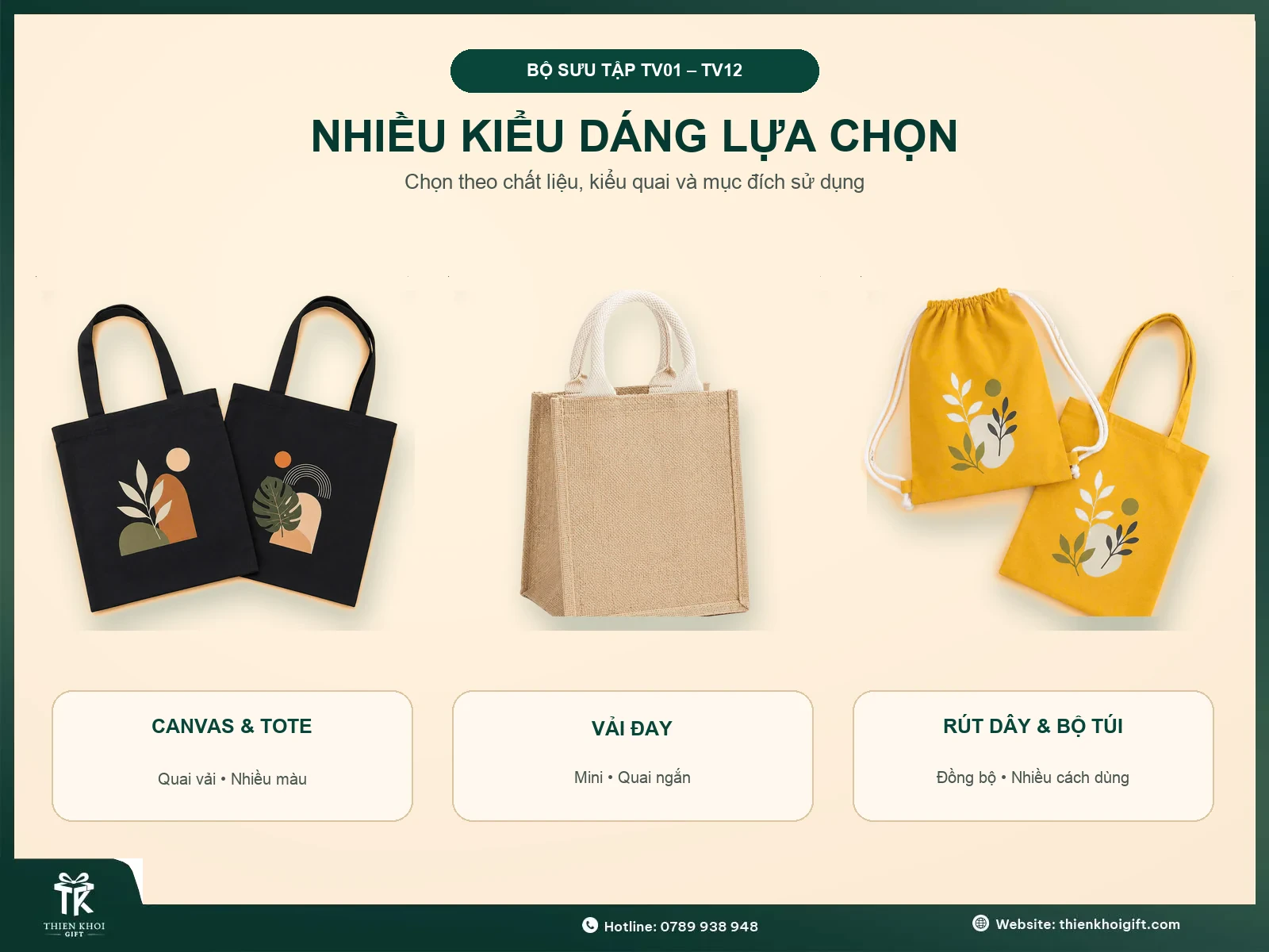 Túi Vải Canvas - nhieu kieu dang tui vai