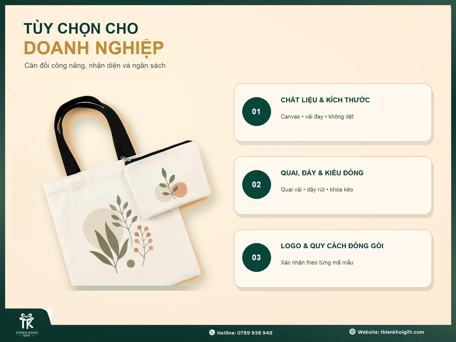 Túi Vải Canvas - tuy chon tui vai cho doanh nghiep