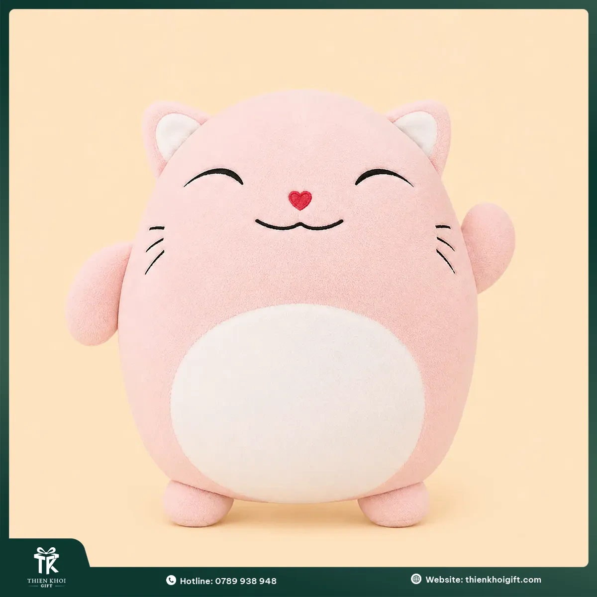 Gấu bông hình mèo màu hồng