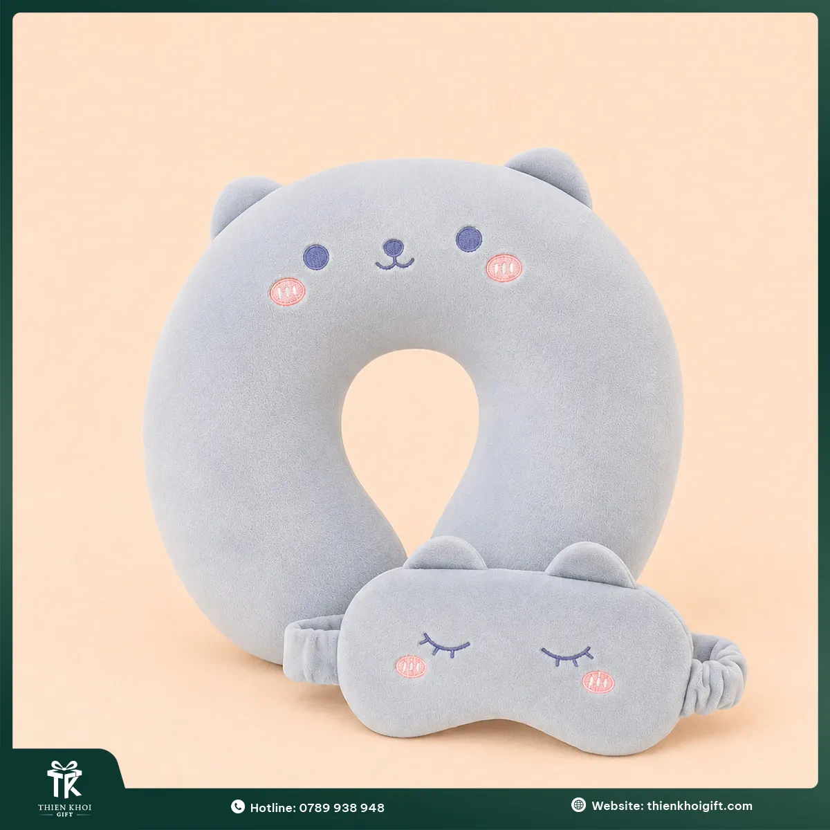 Gối chữ U hình mèo kèm bịt mắt