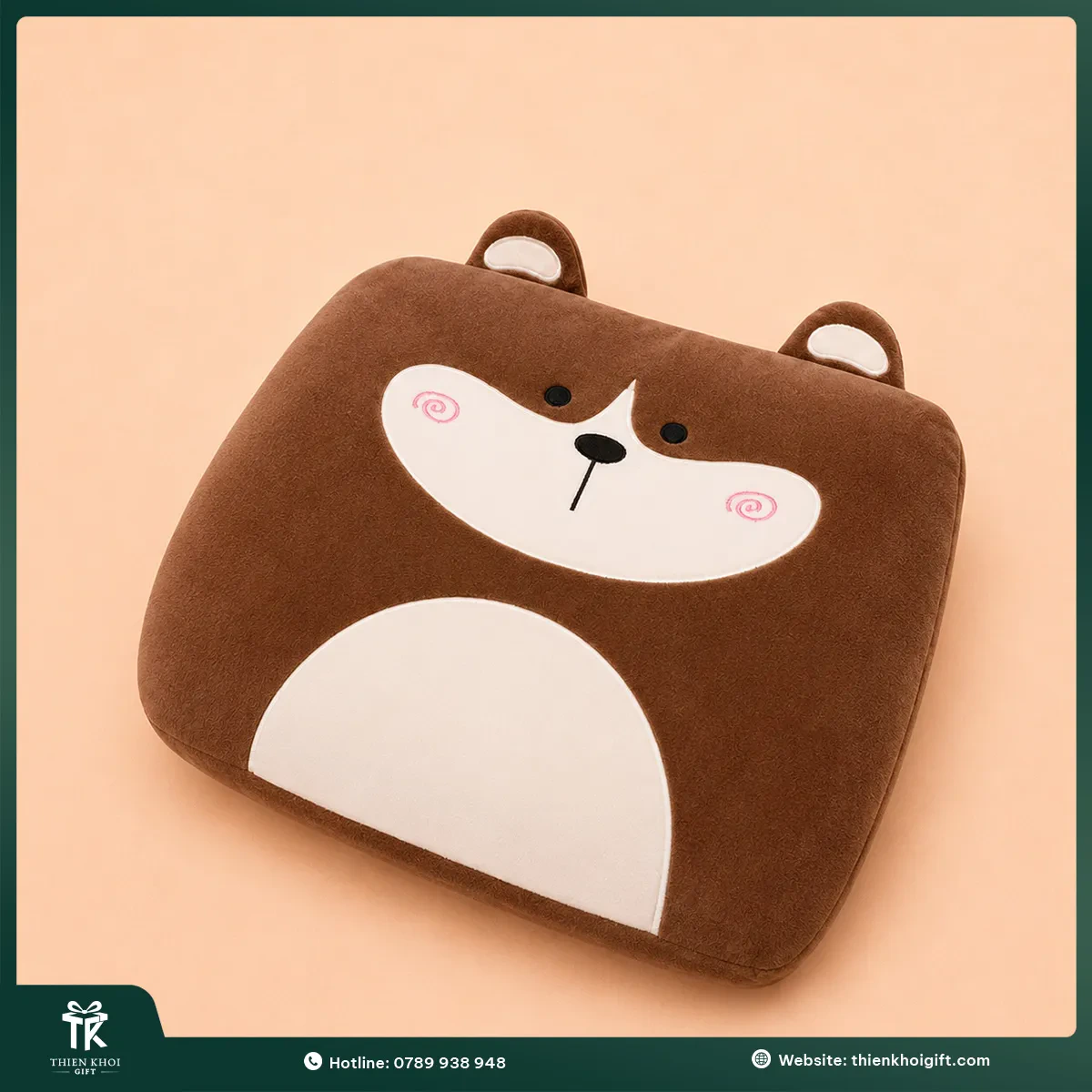 Gối tựa lưng hình gấu màu nâu