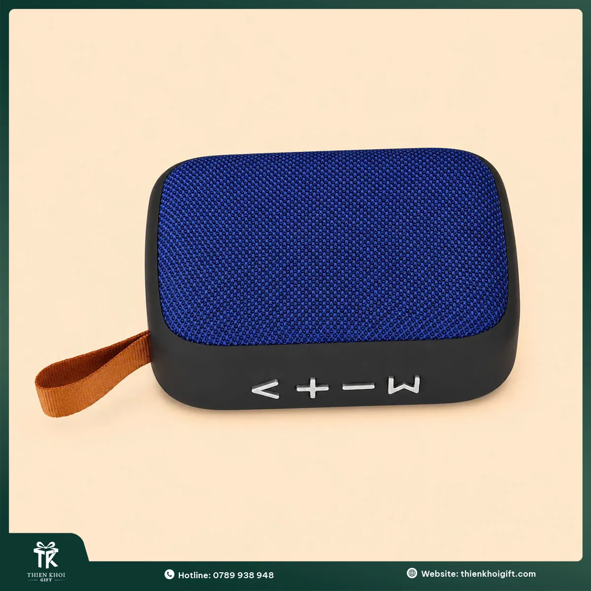 Loa Bluetooth vuông màu xanh có dây đeo