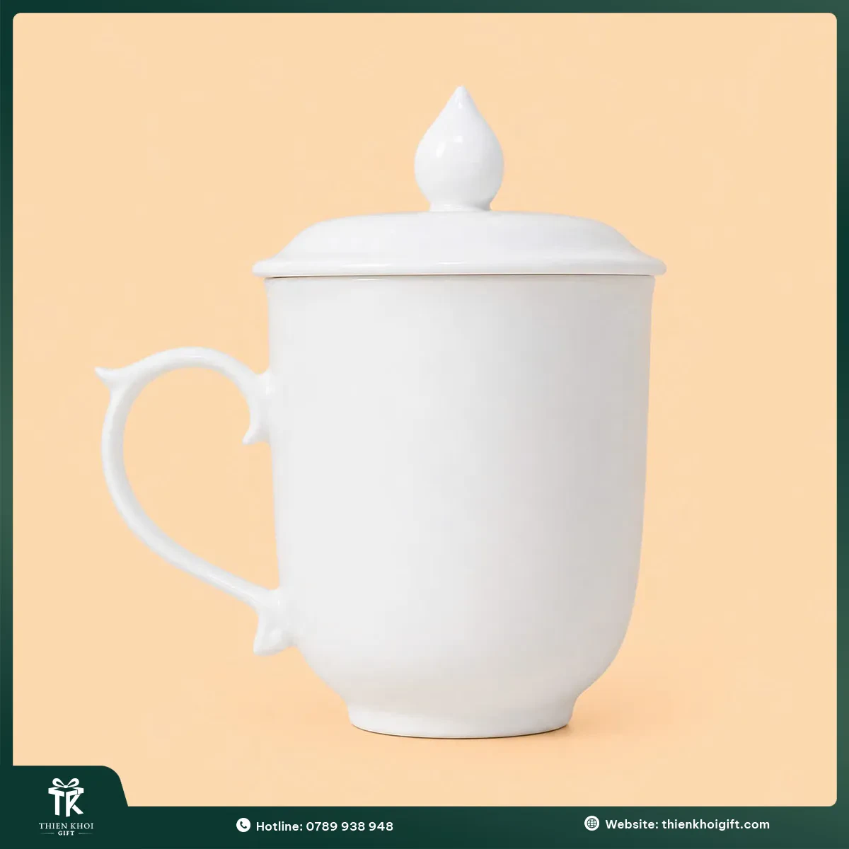 Ly sứ trắng có nắp