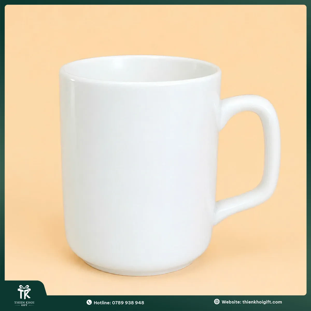 Ly sứ trắng dáng trụ