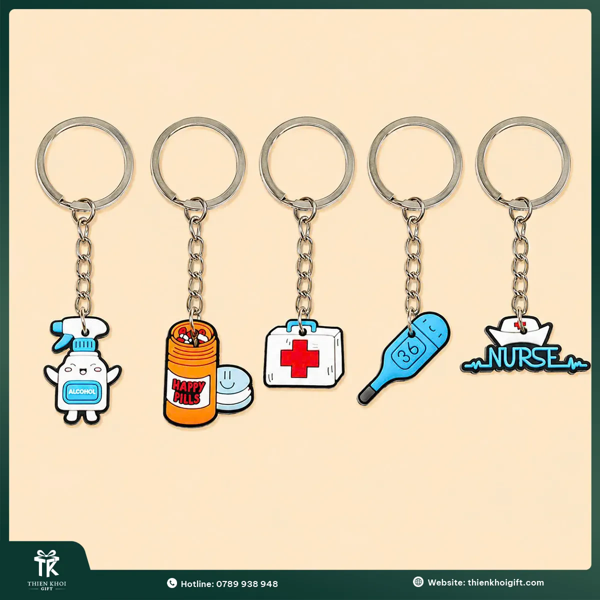 Móc khóa ngành y nhiều màu