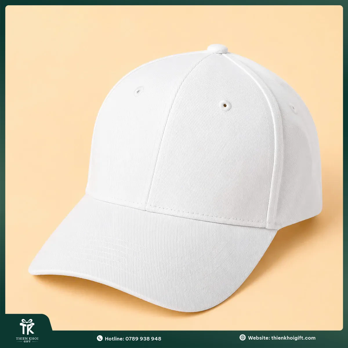 Mũ thêu logo màu trắng