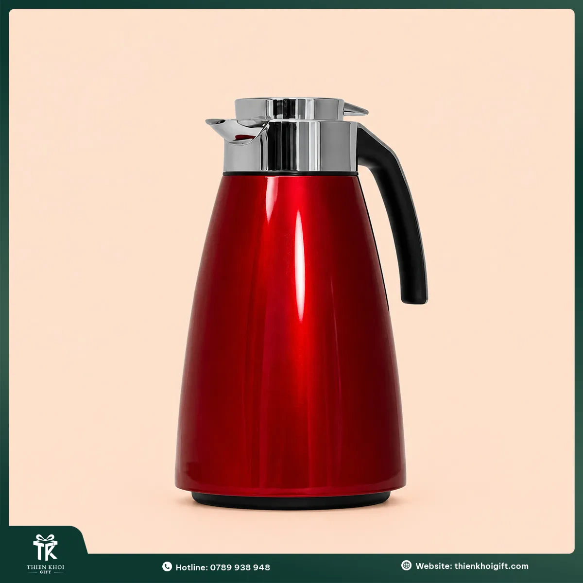 Phích nước giữ nhiệt màu đỏ bóng