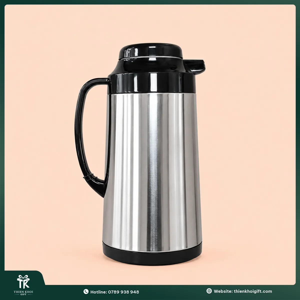 Phích nước inox quai đen