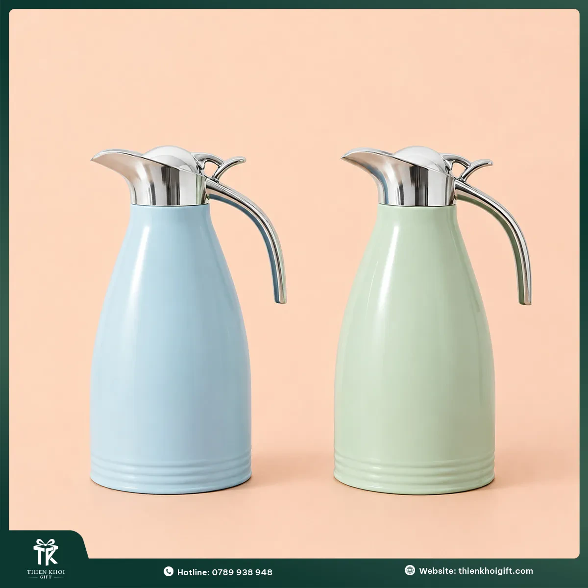 Phích nước quai inox màu pastel