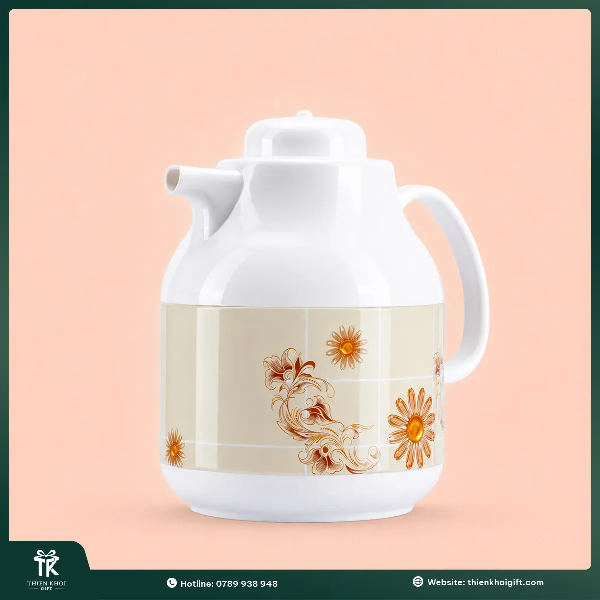 Phích nước trắng họa tiết hoa