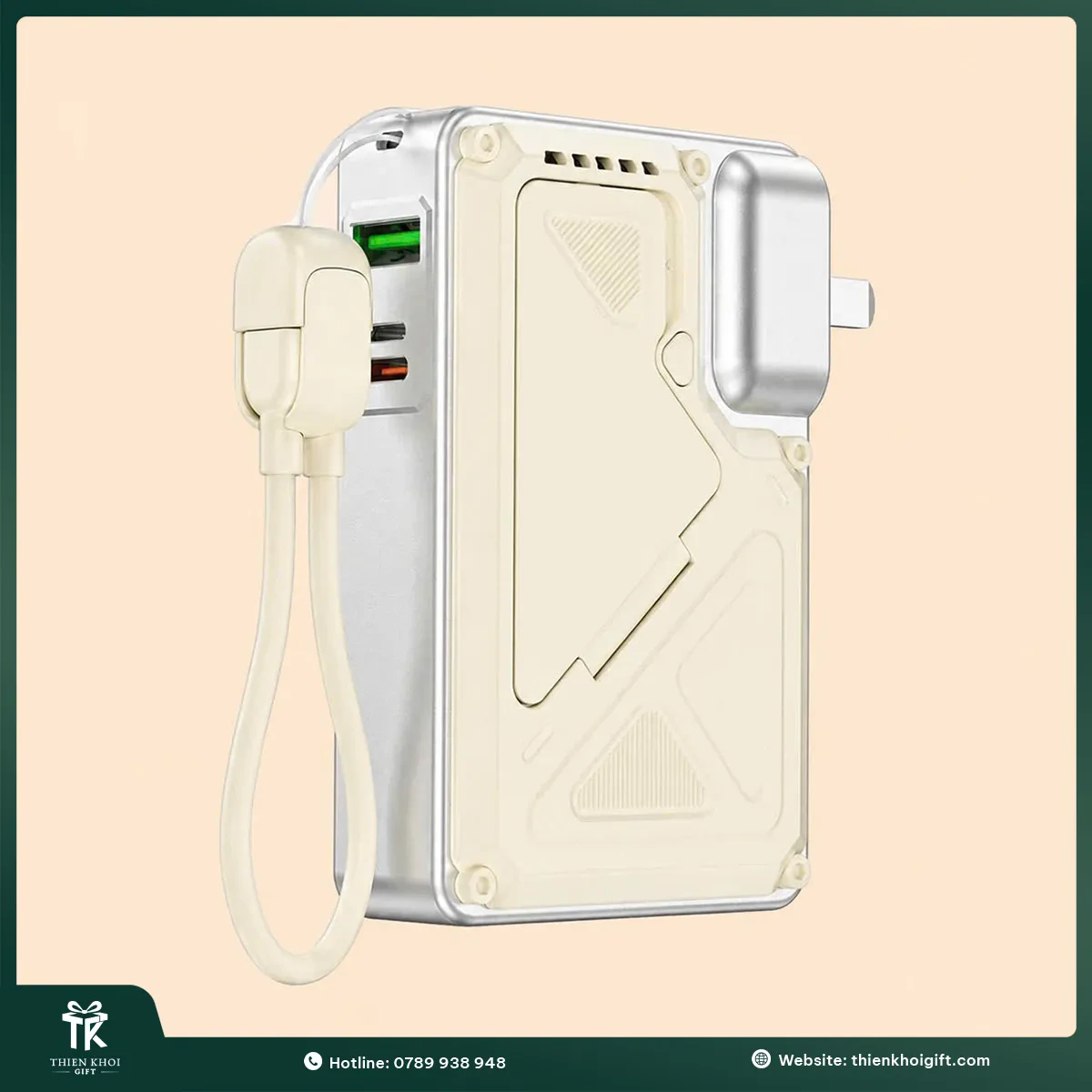 Pin sạc dự phòng đa năng tích hợp cáp