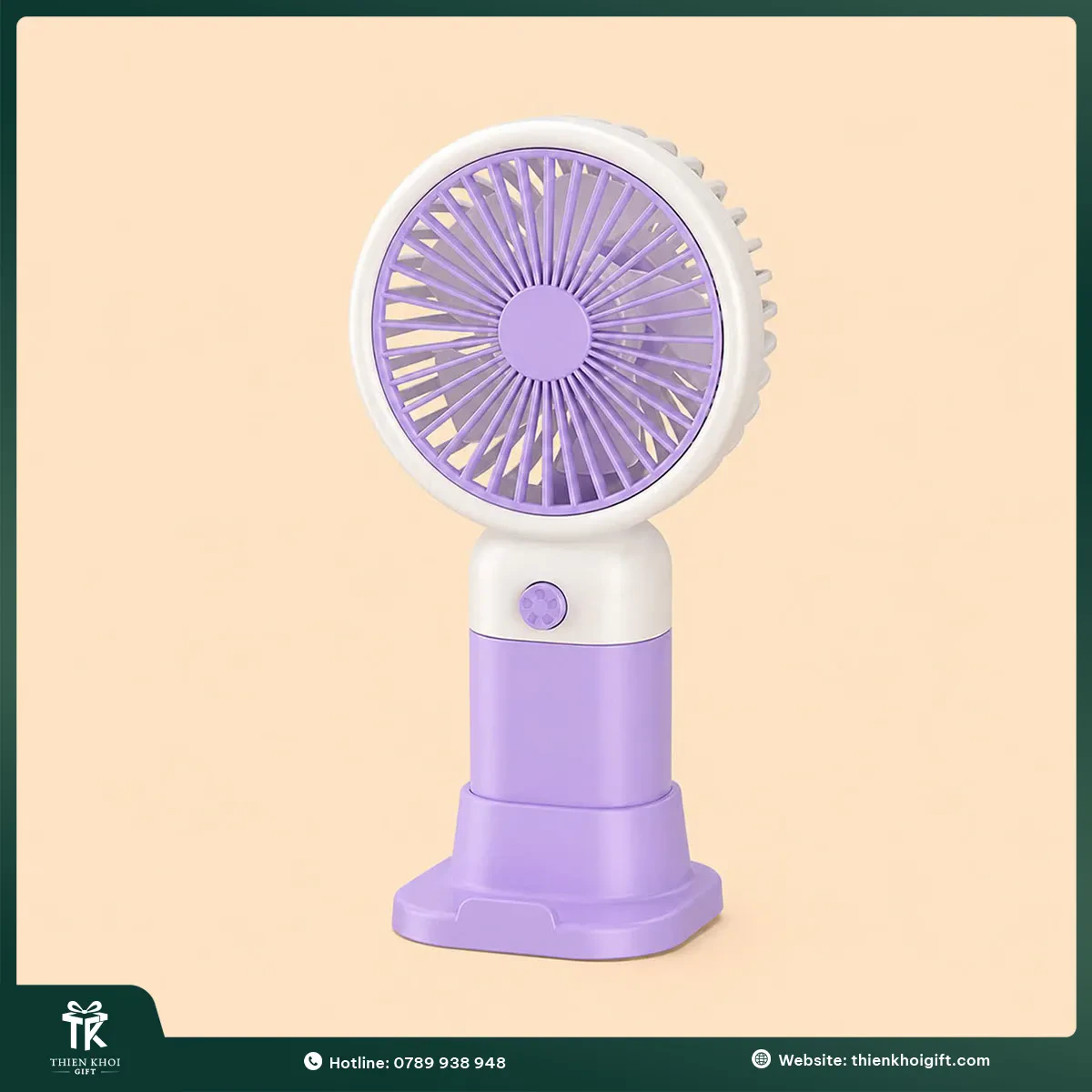 Quạt cầm tay mini có đế màu tím