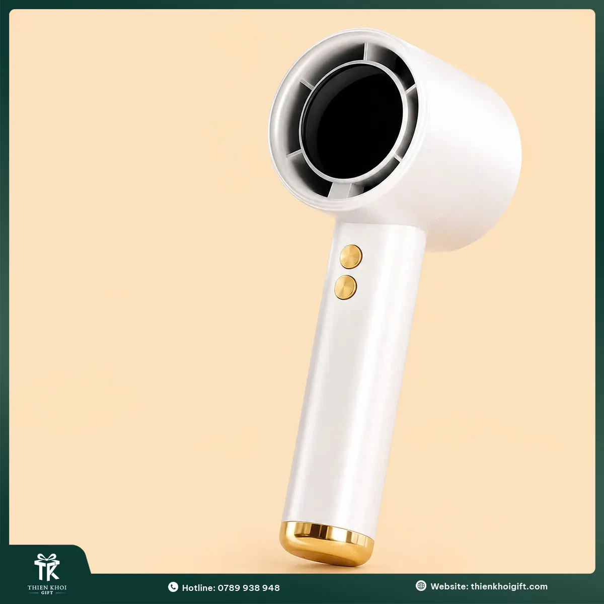 Quạt cầm tay mini không cánh màu trắng