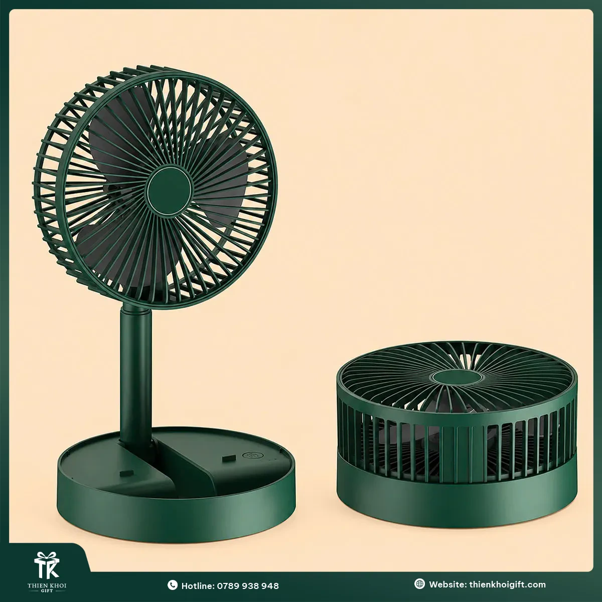 Quạt để bàn gấp gọn màu xanh đậm