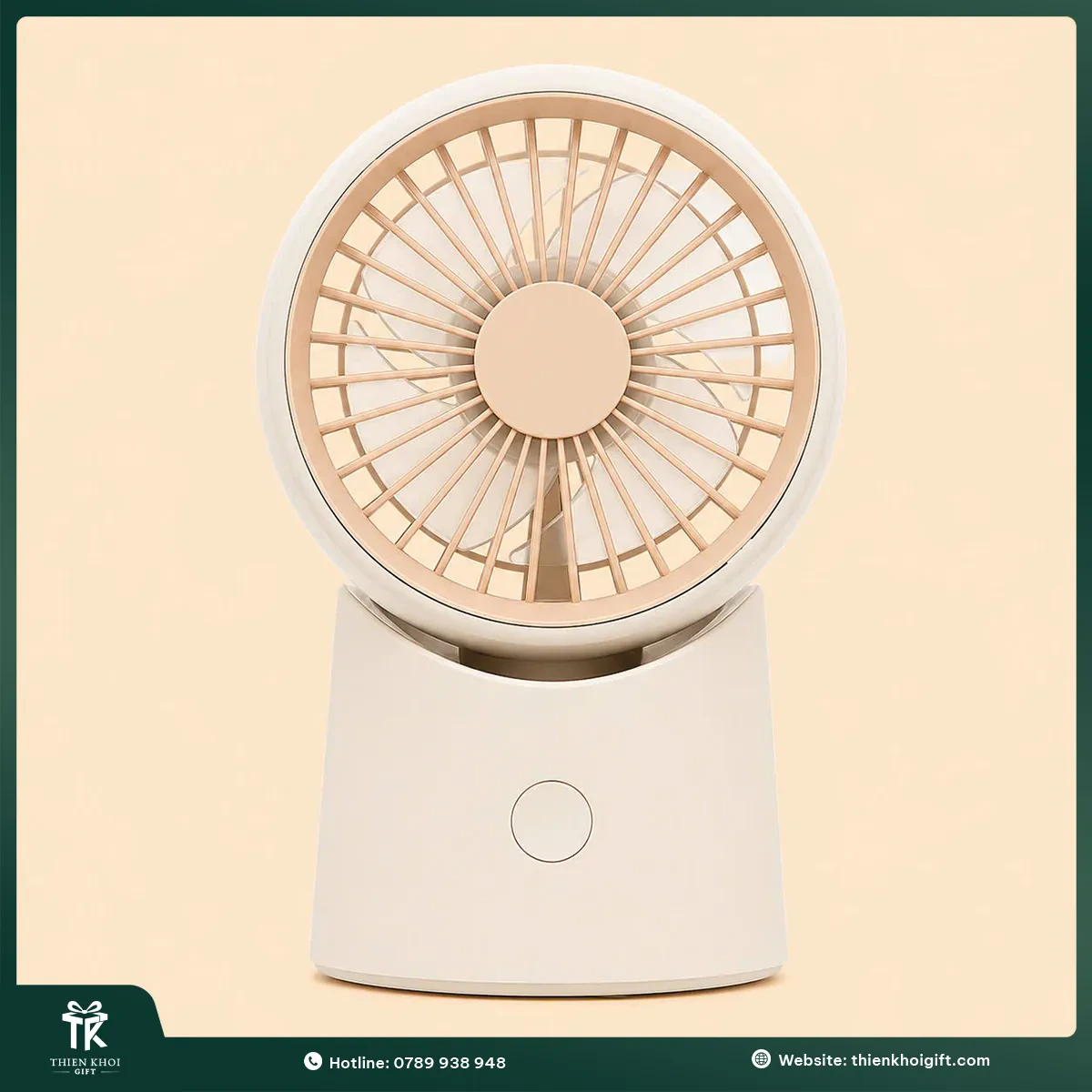 Quạt để bàn mini màu trắng vàng